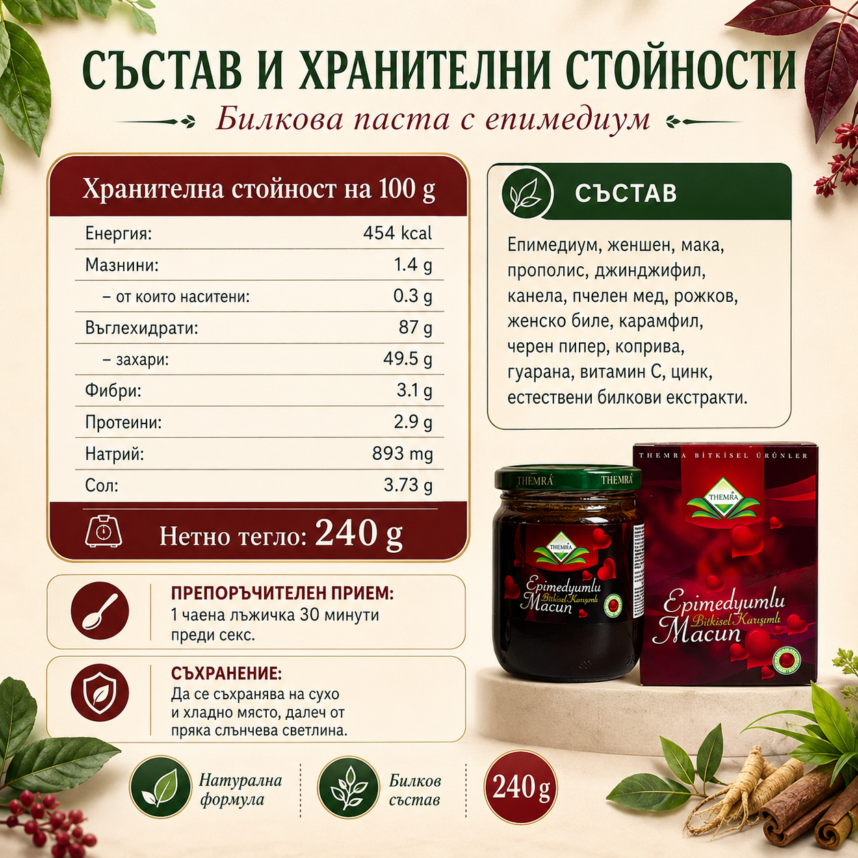 Маджун 240g – Натурален афродизиак за Повече страст и издръжливост 100% оригинал